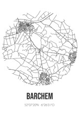 Abstract street map of Barchem located in Gelderland municipality of Lochem. City map with lines