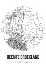 Abstract street map of Beemte Broekland located in Gelderland municipality of Apeldoorn. City map with lines