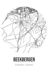 Abstract street map of Beekbergen located in Gelderland municipality of Apeldoorn. City map with lines