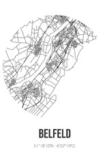 Abstract street map of Belfeld located in Limburg municipality of Venlo. City map with lines