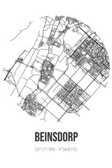 Abstract street map of Beinsdorp located in Noord-Holland municipality of Haarlemmermeer. City map with lines