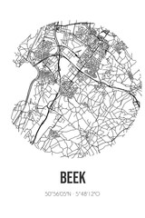 Abstract street map of Beek located in Limburg municipality of Beek. City map with lines