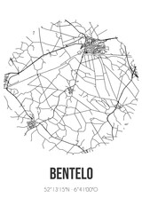 Abstract street map of Bentelo located in Overijssel municipality of Hof van Twente. City map with lines