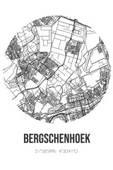 Abstract street map of Bergschenhoek located in Zuid-Holland municipality of Lansingerland. City map with lines