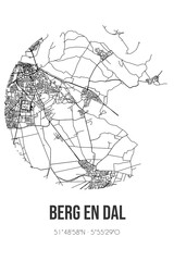 Abstract street map of Berg en Dal located in Gelderland municipality of Berg en Dal. City map with lines