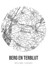Abstract street map of Berg en Terblijt located in Limburg municipality of ValkenburgaandeGeul. City map with lines