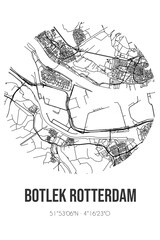 Abstract street map of Botlek Rotterdam located in Zuid-Holland municipality of Rotterdam. City map with lines