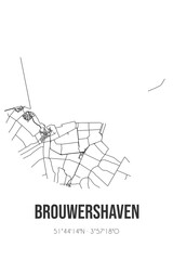 Fototapeta na wymiar Abstract street map of Brouwershaven located in Zeeland municipality of Schouwen-Duiveland. City map with lines