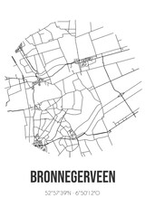 Fototapeta premium Abstract street map of Bronnegerveen located in Drenthe municipality of Borger-Odoorn. City map with lines