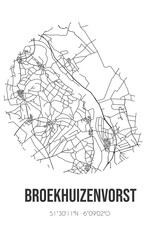Abstract street map of Broekhuizenvorst located in Limburg municipality of Horst aan de Maas. City map with lines
