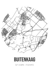 Abstract street map of Buitenkaag located in Noord-Holland municipality of Haarlemmermeer. City map with lines