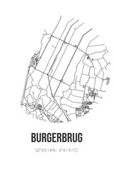 Abstract street map of Burgerbrug located in Noord-Holland municipality of Schagen. City map with lines