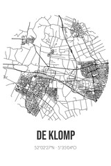 Abstract street map of De Klomp located in Gelderland municipality of Ede. City map with lines