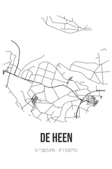 Abstract street map of De Heen located in Noord-Brabant municipality of Steenbergen. City map with lines