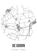 Abstract street map of De Goorn located in Noord-Holland municipality of Koggenland. City map with lines