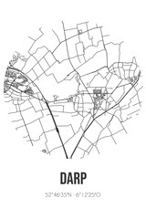 Abstract street map of Darp located in Drenthe municipality of Westerveld. City map with lines