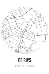 Abstract street map of De Rips located in Noord-Brabant municipality of Gemert-Bakel. City map with lines