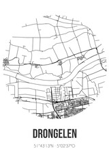 Abstract street map of Drongelen located in Noord-Brabant municipality of Altena. City map with lines