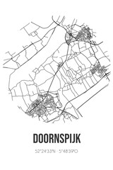 Obraz premium Abstract street map of Doornspijk located in Gelderland municipality of Elburg. City map with lines