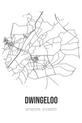 Abstract street map of Dwingeloo located in Drenthe municipality of Westerveld. City map with lines