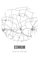 Abstract street map of Eenrum located in Groningen municipality of Het Hogeland. City map with lines