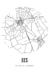 Fototapeta premium Abstract street map of Ees located in Drenthe municipality of Borger-Odoorn. City map with lines