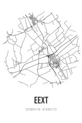 Abstract street map of Eext located in Drenthe municipality of Aa en Hunze. City map with lines