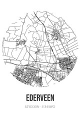 Abstract street map of Ederveen located in Gelderland municipality of Ede. City map with lines