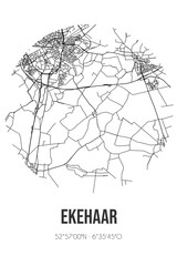 Abstract street map of Ekehaar located in Drenthe municipality of Aa en Hunze. City map with lines