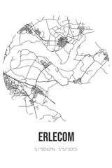 Obraz premium Abstract street map of Erlecom located in Gelderland municipality of Berg en Dal. City map with lines