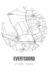 Abstract street map of Evertsoord located in Limburg municipality of Horst aan de Maas. City map with lines