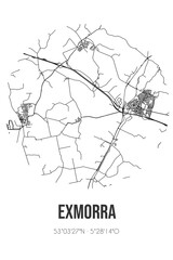 Abstract street map of Exmorra located in Fryslan municipality of Sudwest-Fryslan. City map with lines