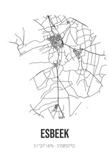 Abstract street map of Esbeek located in Noord-Brabant municipality of Hilvarenbeek. City map with lines