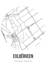 Abstract street map of Exloërveen located in Drenthe municipality of Borger-Odoorn. City map with lines