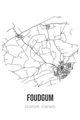 Abstract street map of Foudgum located in Fryslan municipality of Noardeast-Fryslan. City map with lines
