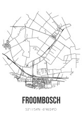 Abstract street map of Froombosch located in Groningen municipality of Midden-Groningen. City map with lines
