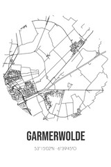 Abstract street map of Garmerwolde located in Groningen municipality of Groningen. City map with lines
