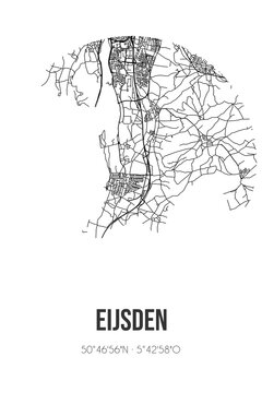 Abstract street map of Eijsden located in Limburg municipality of Eijsden-Margraten. City map with lines