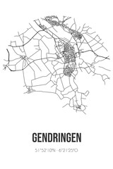Abstract street map of Gendringen located in Gelderland municipality of Oude IJsselstreek. City map with lines