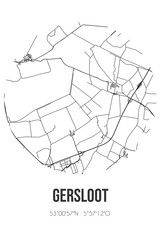 Abstract street map of Gersloot located in Fryslan municipality of Heerenveen. City map with lines