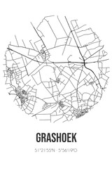 Fototapeta na wymiar Abstract street map of Grashoek located in Limburg municipality of Peel en Maas. City map with lines