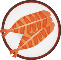 Japanese food ,shrimp on plate with transparent background