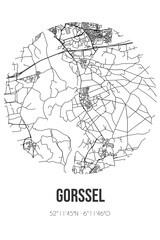 Abstract street map of Gorssel located in Gelderland municipality of Lochem. City map with lines