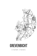Fototapeta na wymiar Abstract street map of Grevenbicht located in Limburg municipality of Sittard-Geleen. City map with lines