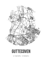 Abstract street map of Guttecoven located in Limburg municipality of Sittard-Geleen. City map with lines