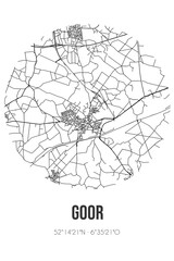 Abstract street map of Goor located in Overijssel municipality of Hof van Twente. City map with lines