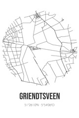 Abstract street map of Griendtsveen located in Limburg municipality of Horst aan de Maas. City map with lines