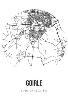 Abstract street map of Goirle located in Noord-Brabant municipality of Goirle. City map with lines