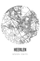 Abstract street map of Heerlen located in Limburg municipality of Heerlen. City map with lines