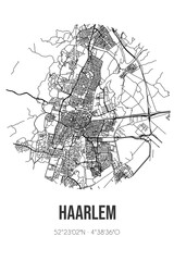 Abstract street map of Haarlem located in Noord-Holland municipality of Haarlem. City map with lines